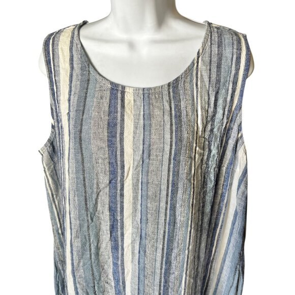 Briggs Womens XL Striped Linen & Rayon Sleeveless Dress Relaxed Fit Beach core - Picture 2 of 12